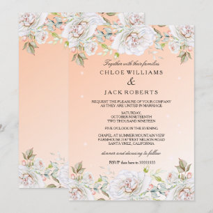 Invitation Bouquet de mariage blanc rose corail