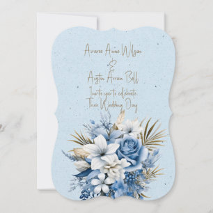Invitation Bouquet de Mariage Brown bleu blanc