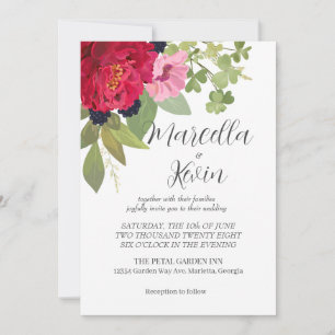 Invitation Bouquet de mariage de jardin floral lumineux et co