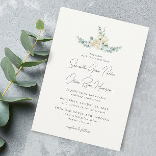 Invitation Bouquet de mariage élégant au magnolia blanc et eu