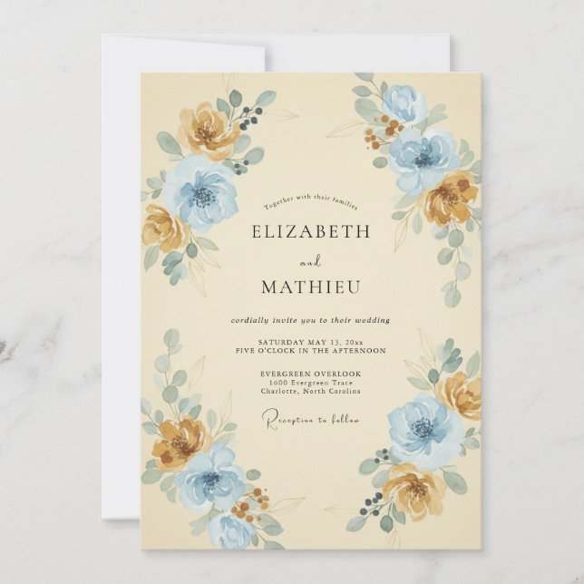 Invitation Bouquet de mariage Eucalyptus Ciel Ocbre (Devant)