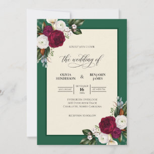 Invitation Bouquet de mariage eucalyptus Crème pourpre