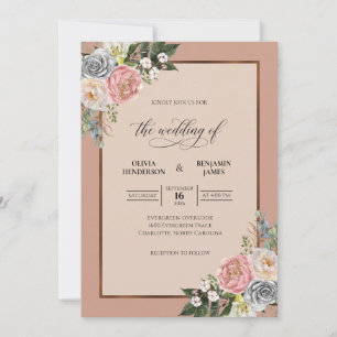 Invitation Bouquet de mariage eucalyptus et blush terracotta