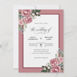 Invitation Bouquet de mariage Eucalyptus Mauve Blush
