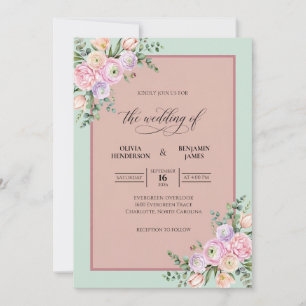 Invitation Bouquet de mariage eucalyptus Mauve Poussiéreux Me
