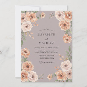 Invitation Bouquet de mariage eucalyptus taupe assourdi