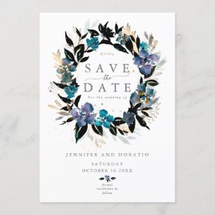 Invitation Bouquet de Mariage floral turquoise bleu