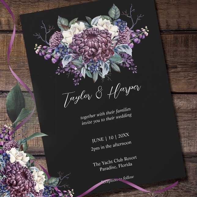 Invitation Bouquet de mariage gothique esthétique sombre (Créateur téléchargé)