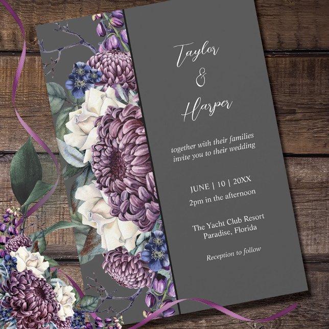 Invitation Bouquet de mariage gothique esthétique sombre (Créateur téléchargé)