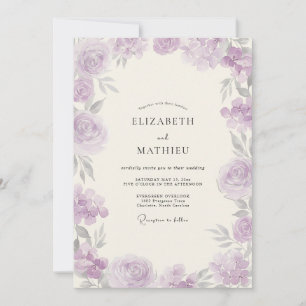 Invitation Bouquet de mariage lilas peintre