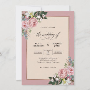 Invitation Bouquet de mariage peint en mauve