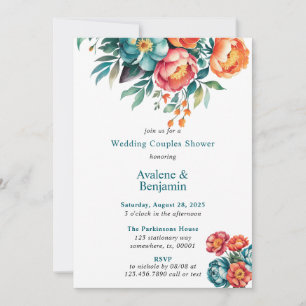Invitation Bouquet de Mariage Rayant Peony Couples Douche