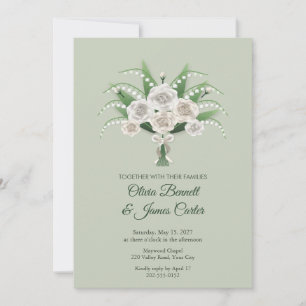 Invitation Bouquet de muguet et de rose blanche Invite