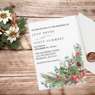 Invitation Bouquet de Noël d'hiver Aquarelle Mariage