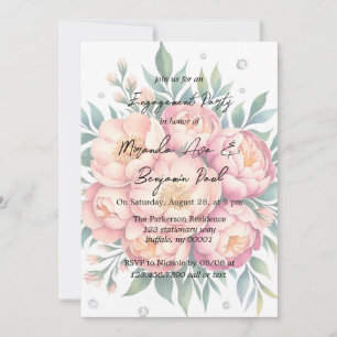 Invitation Bouquet de Pêche avec Partie d'engagement Diamants