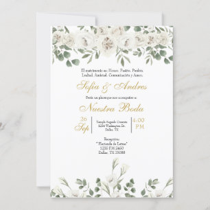 Invitation Bouquet de rose blanche
