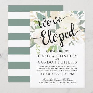 Invitation Bouquet de Rose blanche  Nous avons élopé   Récept