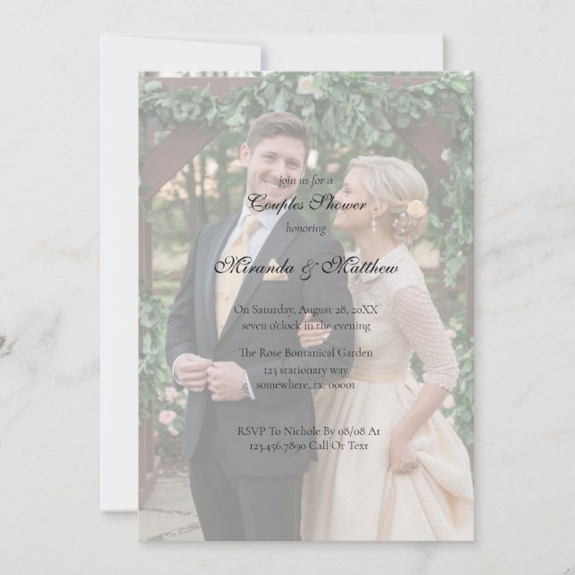 Invitation Bouquet de rose jaune beurre Couples Douche (Devant)