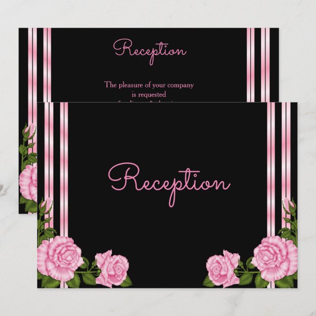 Invitation Bouquet de roses d'angle Chic Élégant pour récepti (Devant / Derrière)