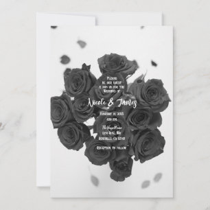 Invitation Bouquet de roses noires romantiques de mariage flo