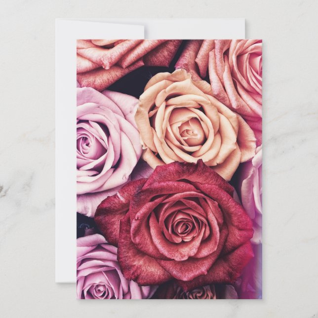 Invitation Bouquet de roses roses (Devant)