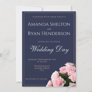 Invitation Bouquet de roses roses élégant Mariage floral