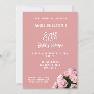 Invitation Bouquet de roses roses pour une fête d'anniversair