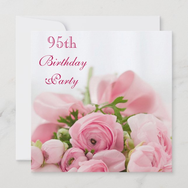 Invitation Bouquet De Roses Roses Roses 95e Anniversaire (Devant)