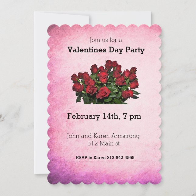Invitation Bouquet de roses rouges (Devant)