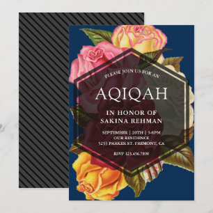Invitation Bouquet de roses vibrantes Géométrique Aqeeqah A
