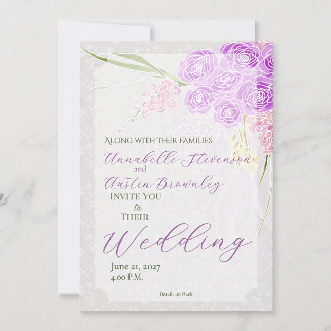 Invitation Bouquet de ruban rose transparent Coquette (Devant)