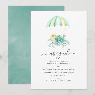 Invitation Bouquet de succulentes florales Parachute Annivers
