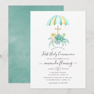 Invitation Bouquet de succulentes florales parachute première
