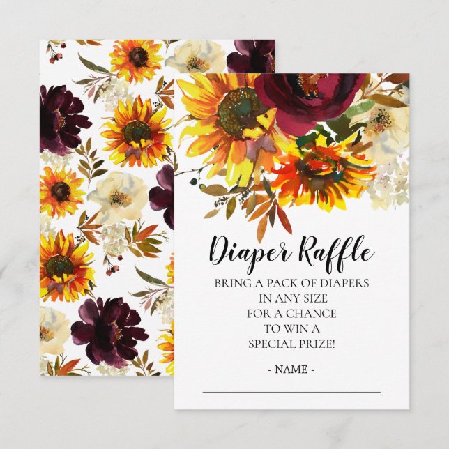Invitation Bouquet de tournesol Baby shower rabat (Devant / Derrière)