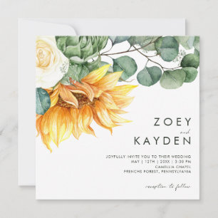 Invitation Bouquet de tournesol du pays Bold   MARIAGE CARRÉ