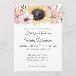 Invitation Bouquet de tournesol Mariage floral fin été