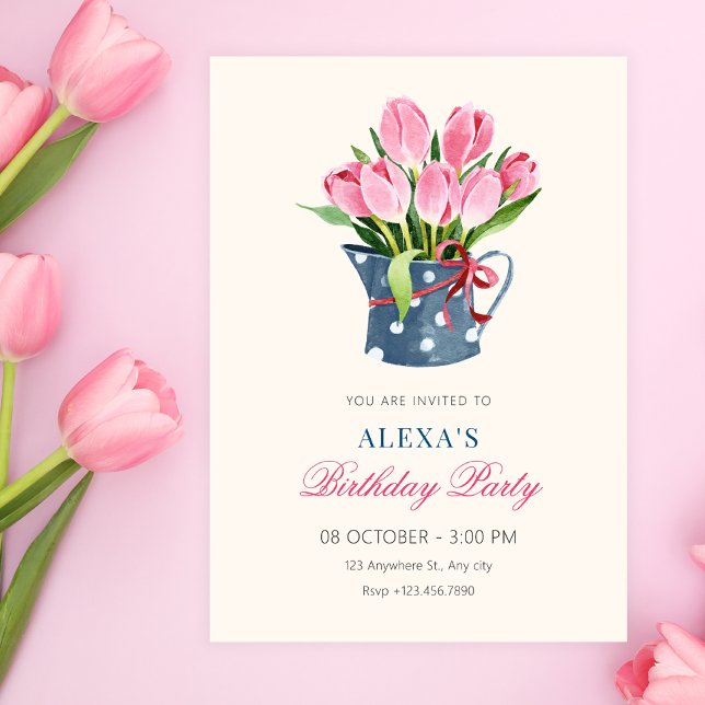 Invitation Bouquet de tulipes fleurs anniversaire (Créateur téléchargé)