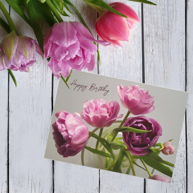 Invitation Bouquet de tulipes. Joyeux anniversaire (Créateur téléchargé)