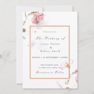 Invitation Bouquet délicat avec Mariage frontalier rose