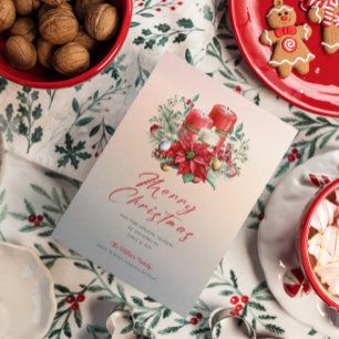 Invitation Bouquet des bougies de Noël et Poinsettia
