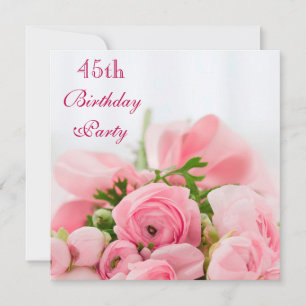 Invitation Bouquet des roses roses 45e anniversaire