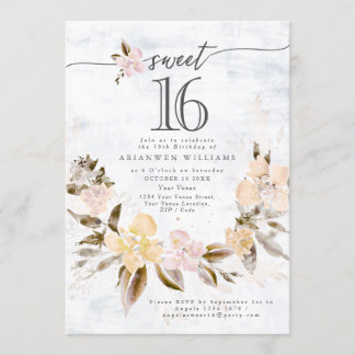 Invitation Bouquet d'or rose d'automne Sweet 16