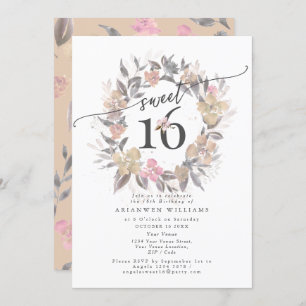 Invitation Bouquet d'or roux rose d'automne Sweet 16