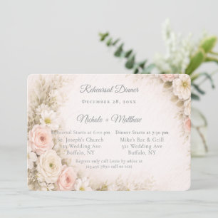 Invitation Bouquet éditorial floral pour dîner de répétition