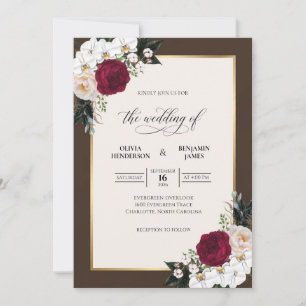 Invitation Bouquet élégant de mariage eucalyptus marron profo