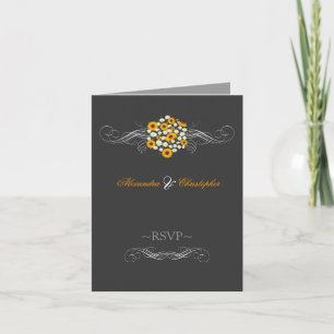 Invitation Bouquet élégant de tournesols et marguerites RSVP