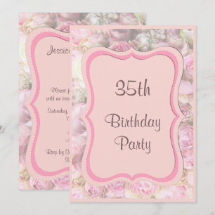 Invitation Bouquet élégant et romantique encadré pour 35e ann