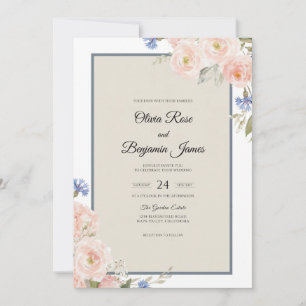 Invitation Bouquet Eucalyptus Mariage Blush Pervenche