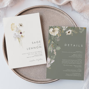 Invitation Bouquet Fleur sauvage Whimsical   Ivoire tout en u