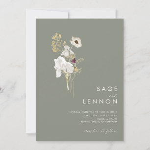 Invitation Bouquet Fleur sauvage Whimsical Sage Vert Tout en